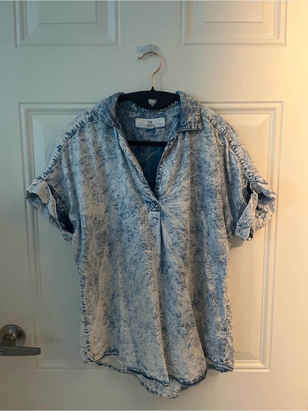 Thread & Supply Acid Wash Light Blue Short Sleeve Tunic